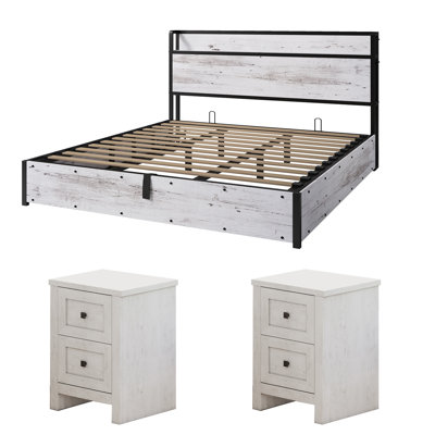 Tryston 3-pieces Rustic & Farmhouse King Bedroom Set, White