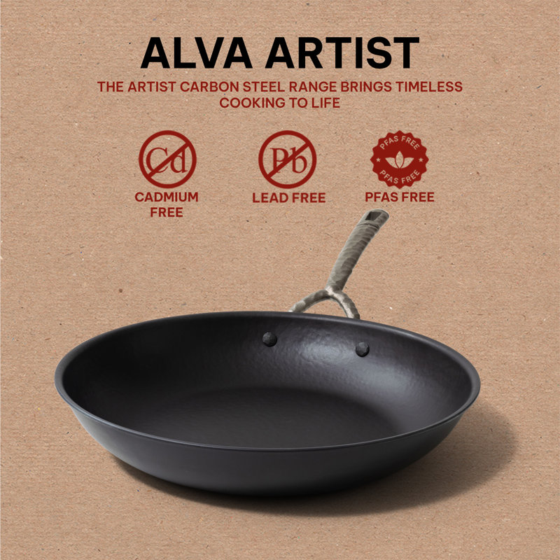 Alva Artist 11" Black Carbon Steel Nonstick Frying Pan