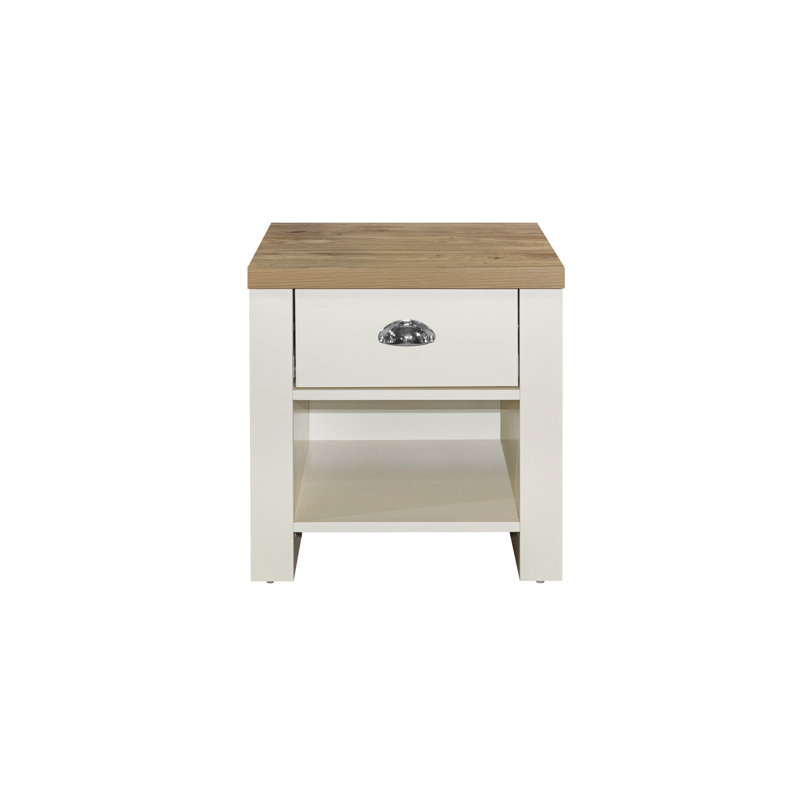 Highgate Side Table with Storage, Cream/Oak