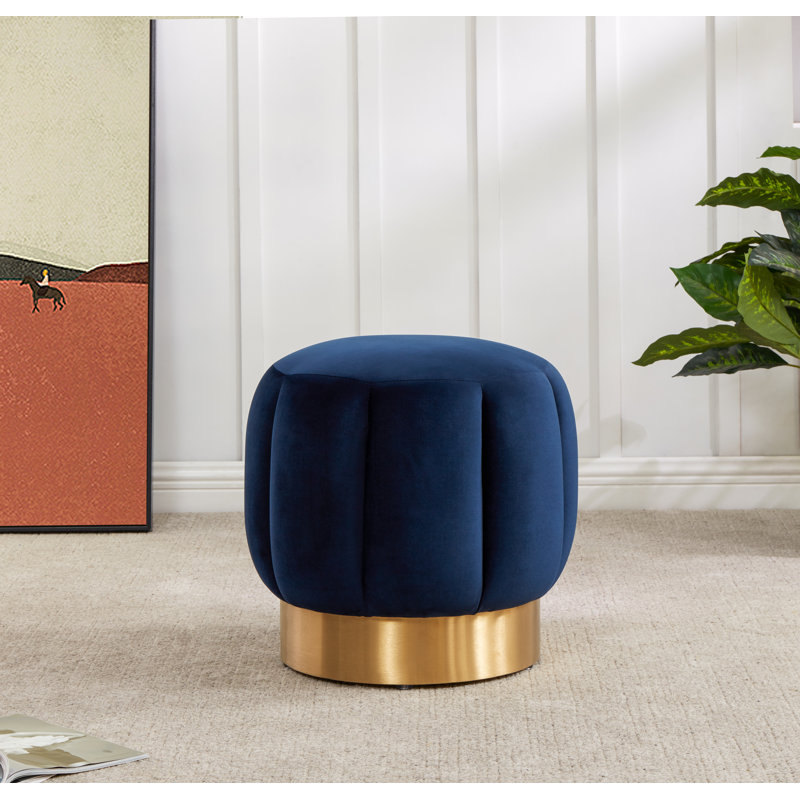 Maxine Round Ottoman, Cream Velvet