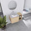 Meuble-lavabo mural 36 po avec lavabo d'art en céramique et tablettes de rangement, chêne blanc américain-172236187