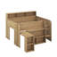 Lit mezzanine double en bois avec plusieurs tablettes de rangement, bureau et DEL-493636683