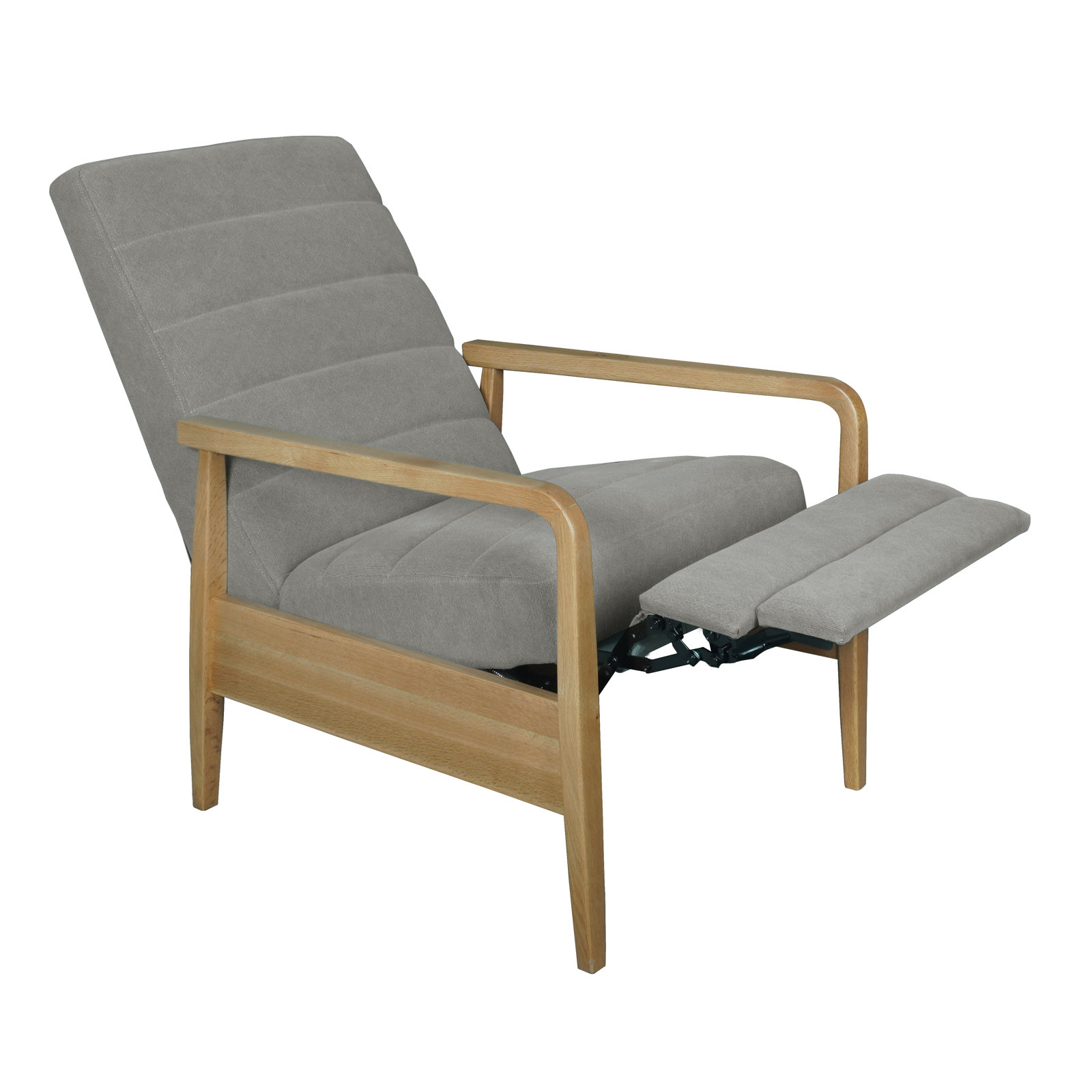 34" Solid Wood Manual Recliner, Gray