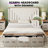 Farmhouse Wood Platform King Bed Frame with 54" Tall Geometric Headboard & Footboard, White-1552661368-1552661372