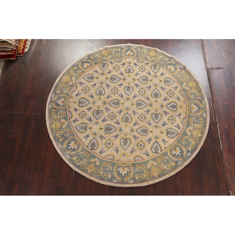 Tapis népalais oriental unique en laine à teinture végétale noué à la main 8 pi 9 po x 8 pi 9 po