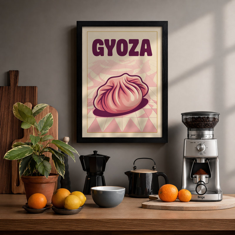 Gyoza Poster Modern - Framed Print, Black, A4 - 29.7 x 21.0 cm