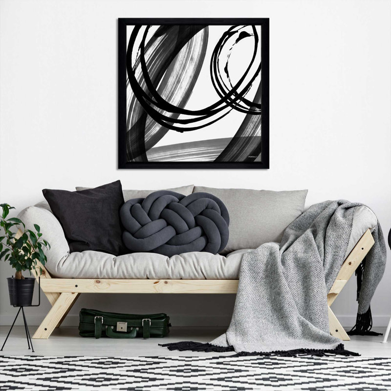 «Black and White Pop I», impression, H 25,5 po x l 25,5 po x P 1 po, Cadre noir