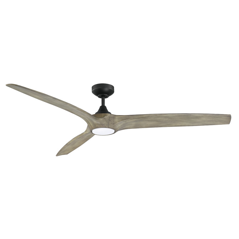60'' Ceiling Fan with LED Lights, Black with Black Blades