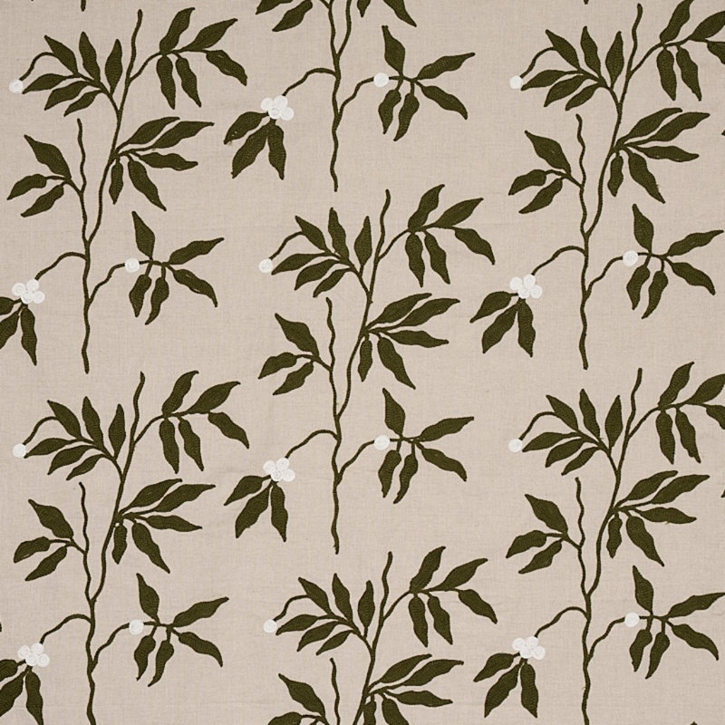 Lilla Embroidery Fabric, Olive