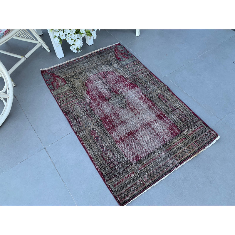 Tapis turc antique Oushak marron - élégance rétro pour la cuisine et le salon