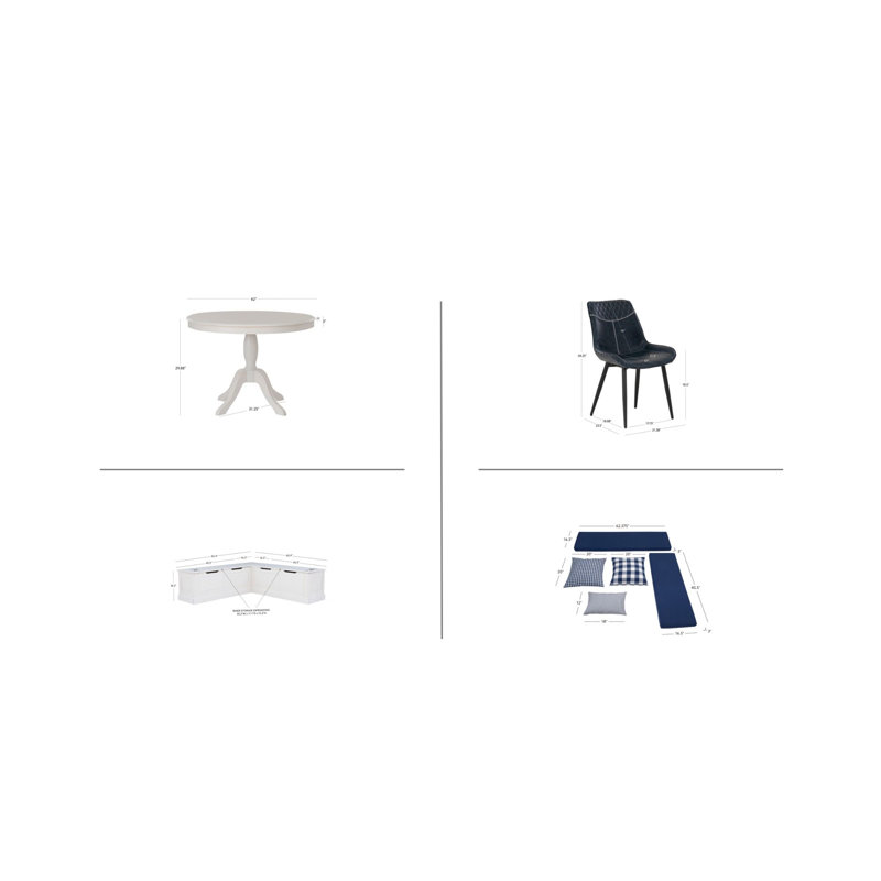 Selby 5Pc Nook Set, White/Navy
