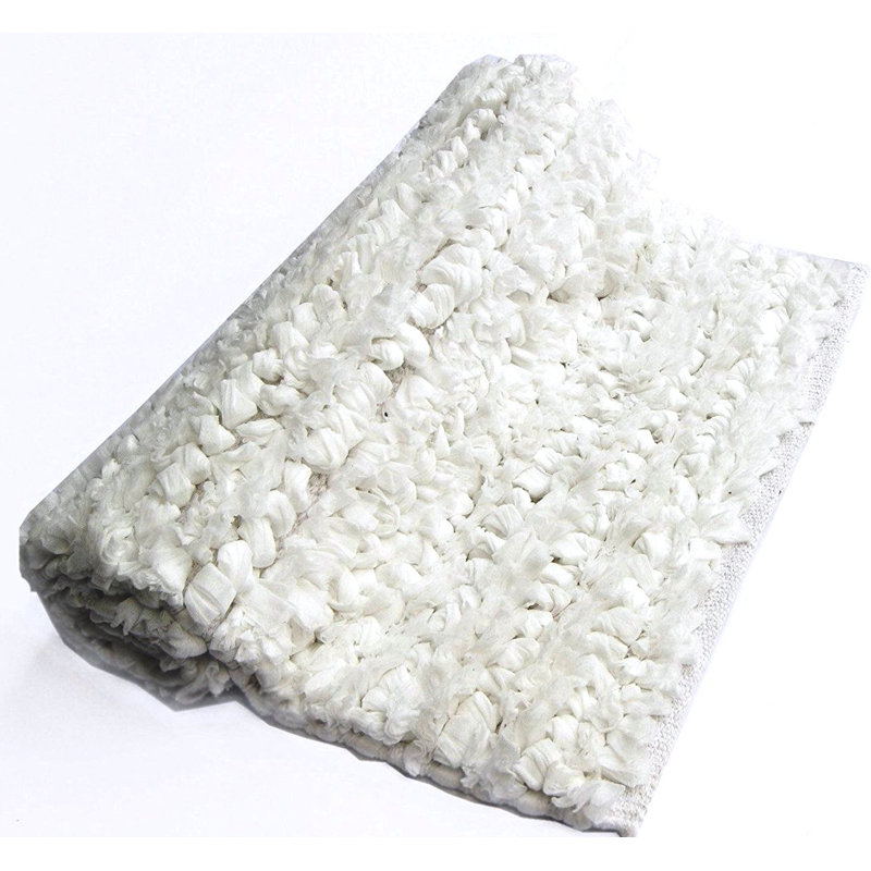 Melina Cotton Blend Non-Slip Bath Rug, 27" W x 45" L, Ivory