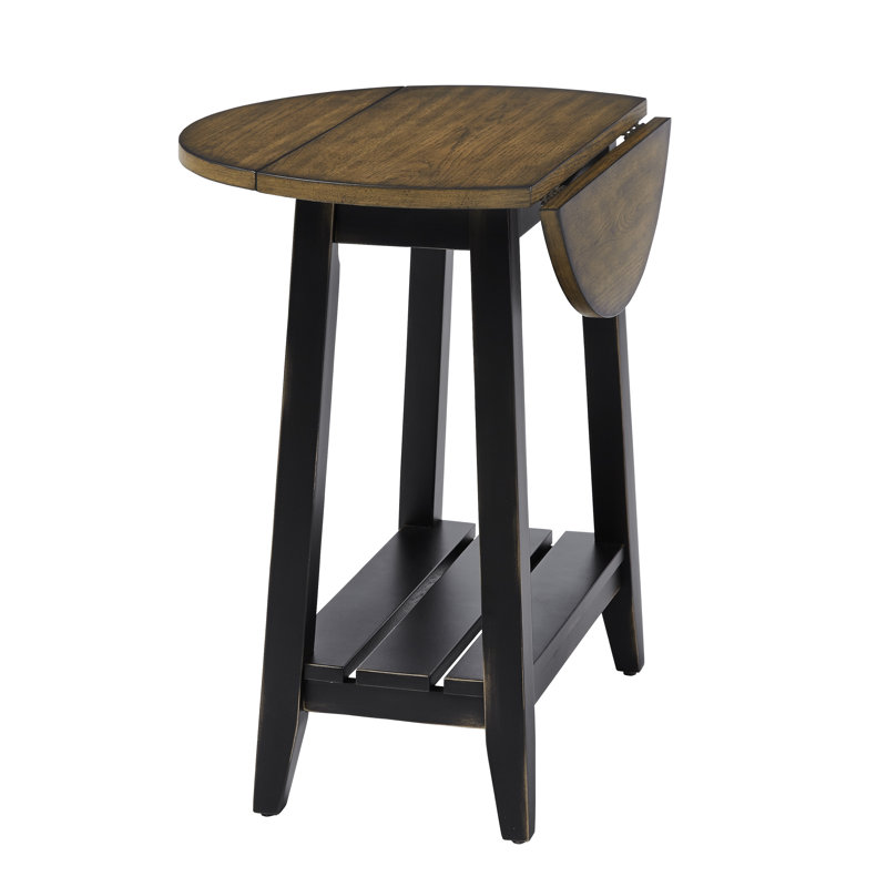 End Table, Rubbed Black/Pecan