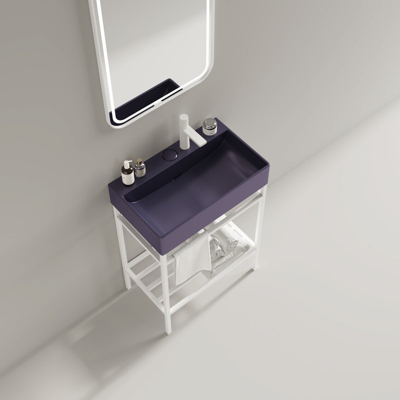 Meuble-lavabo 24 po avec lavabo en céramique, Mauve, Noir, noir, noir, noir