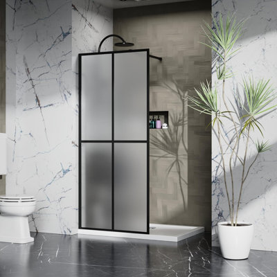 34" W x 72" H Framed Fixed  frost Glass Panel