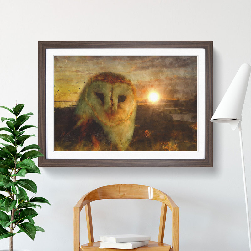 Owl at Sunset - Framed Print, Walnut Framed, 27cm H x 36cm W x 2cm D