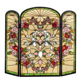 Heart 3 Panel Brass Fireplace Screen