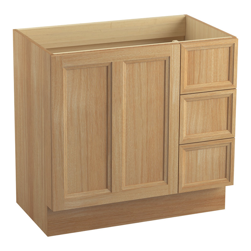 Base de meuble-lavabo en damas seulement avec pieds de meuble et 2 portes, Chêne blanc kaki
