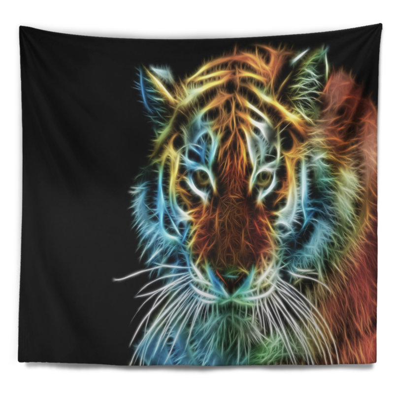 Tête de tigre illuminée, H 50 po x l 60 po