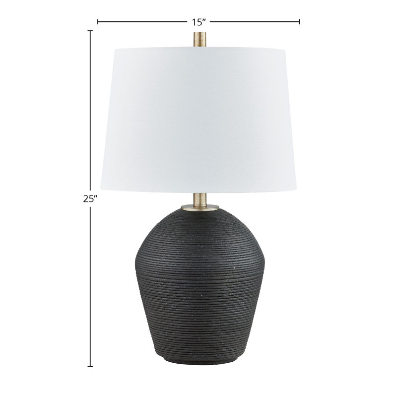 Lampe de table 25 po avec abat-jour en lin Tricia, noir