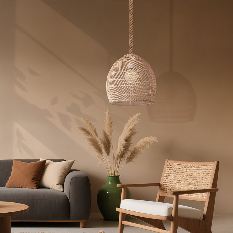Cynthiana 1 - Light Natural Rattan Single Pendant, 9.84" H x 9.84" W x 9.84" D