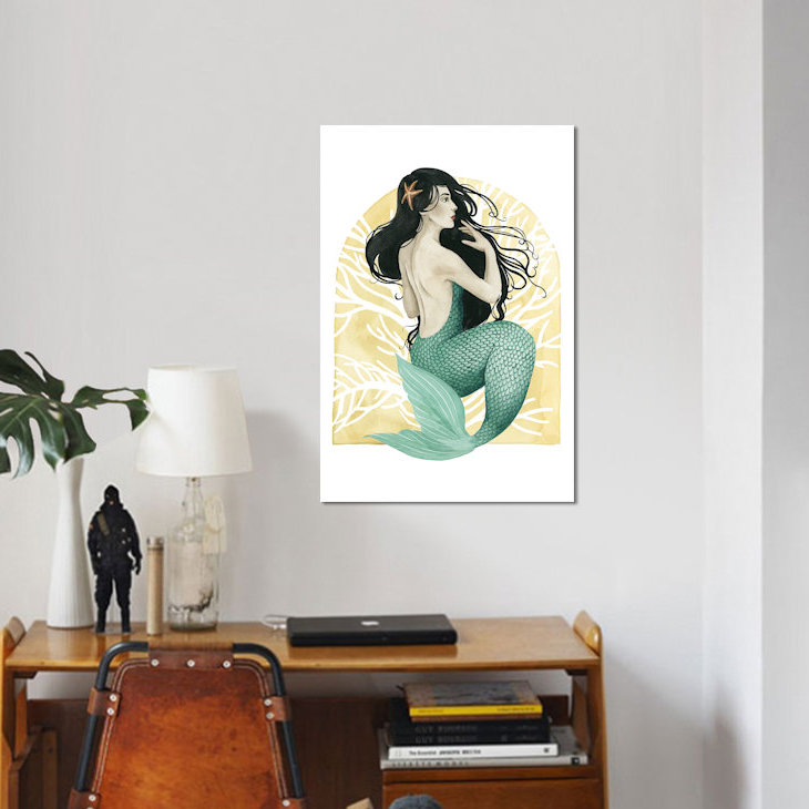 « déco sirène ii », impression sur toile, H 40 po x l 26 po x P 1,5 po, Toile tendue, Pas de tapis