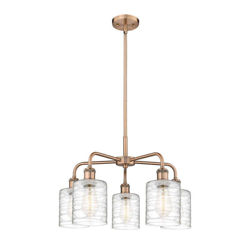 Lustre tambour 5 lumières Dublin, Cuivre antique