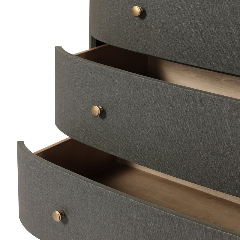 Amelia Chest-Ivory Painted Linen, Dark Green Lacquered Linen