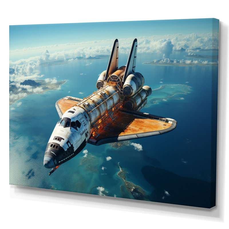 «Selig Space Shuttle Orbiting Earth I On», reproduction sur toile, Toile tendue, H 34 po x l 44 po x P 1,5 po
