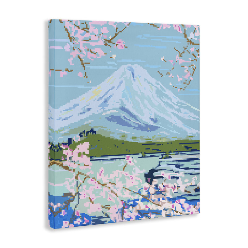 Pixel Mount Fuji, art mural sur toile par Melissa Wang, H 48 po x l 36 po