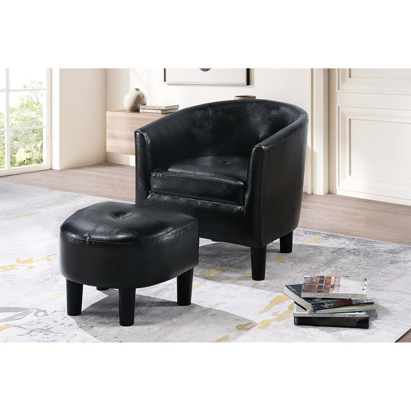 Fauteuil d'appoint noir et dossier de style, mousse de soutien, pieds en plastique, facile à intégrer dans un ressort en S contemporain rembourré, sangle, quincaillerie, parfait pour lire dans le coin de la chambre à coucher