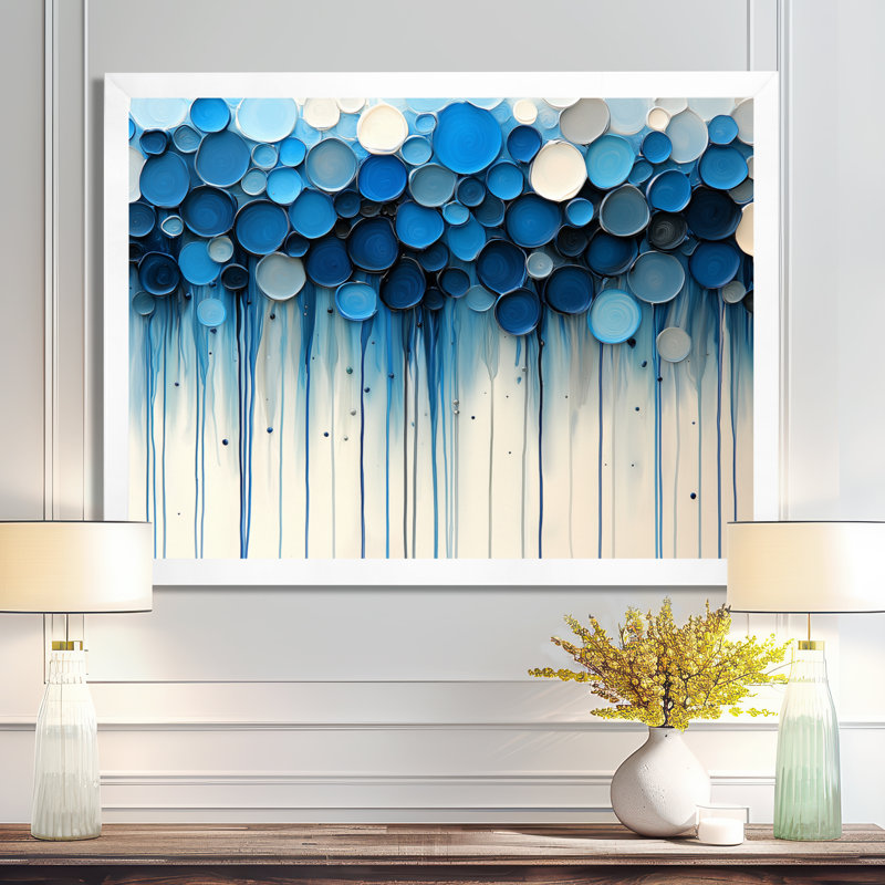 Croyd, ruisseau rythmique, goutte à goutte, peinture rivière III - goutte, peinture, art mural, H 12 po x l 20 po, Blanc
