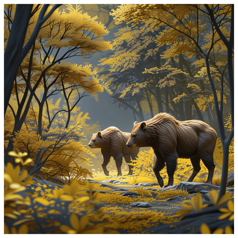 Rideaux de douche Bears In Autumn Forest, L 70 po x H 72 po