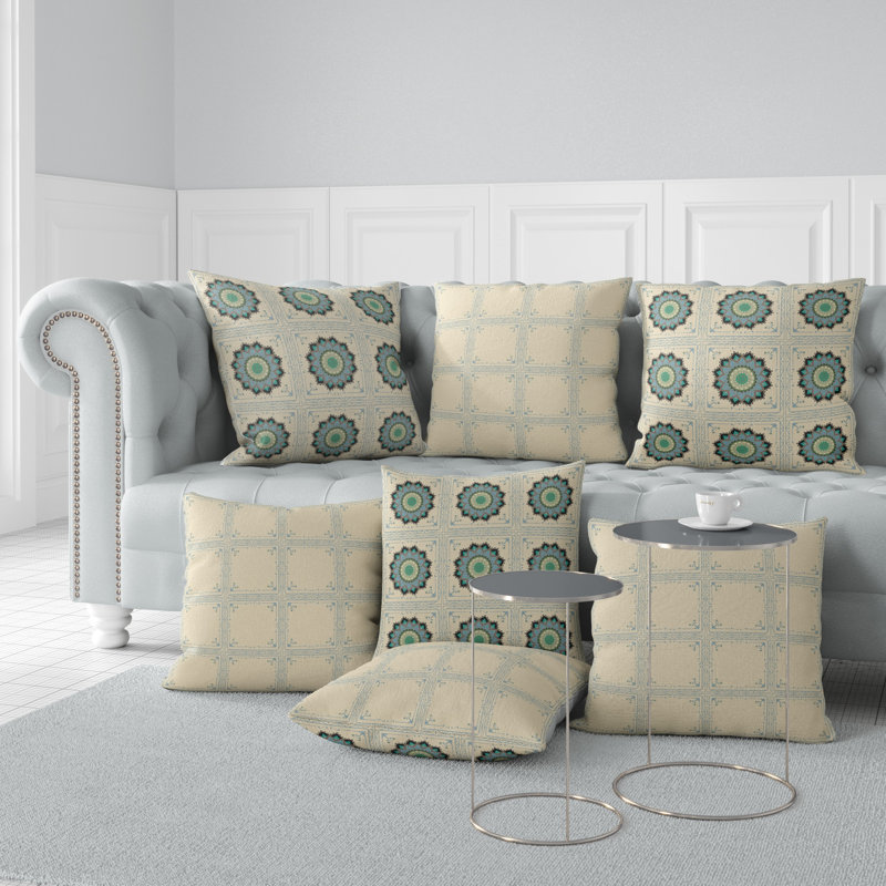 Twilight Blossom Indoor / Outdoor Floral Square Cushion, 51cm H x 51cm W, Black
