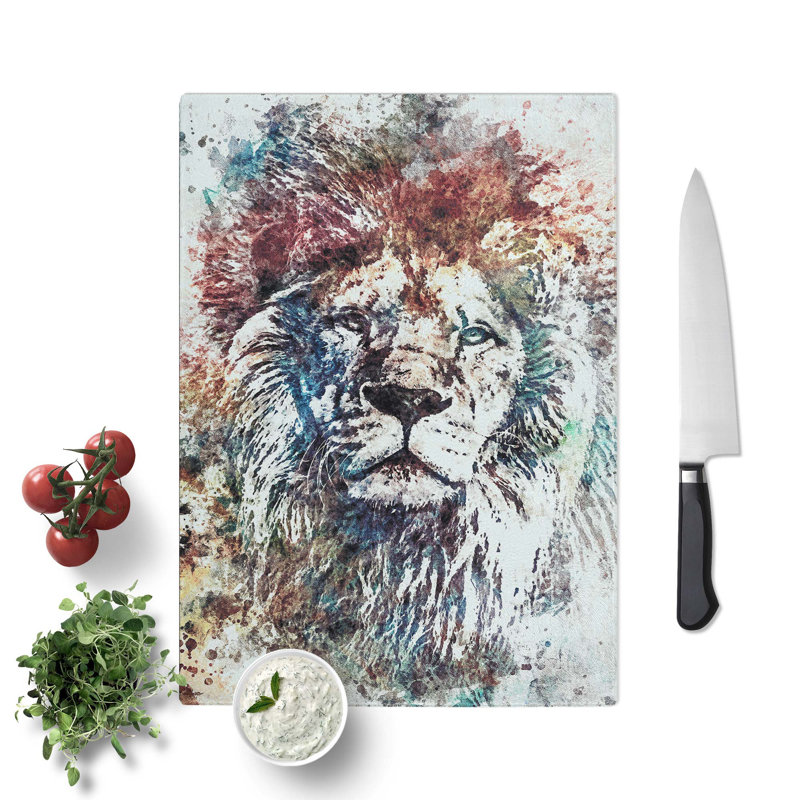 Glass Lion Abstract Art Chopping Board, 28.5 cm W x 20 cm L