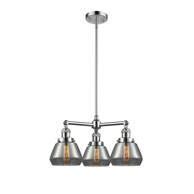 Lustre 3 lumières à abat-jour Chill, Chrome poli, Plaqué couleur fumée, Ampoule DEL 6 watts Vinage