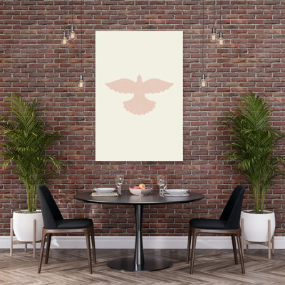 Pink Peace Dove Abstract Minimalist Peaceful Bird Rose Wall Art Print 1 Piece Wrapped Canvas Wall Art