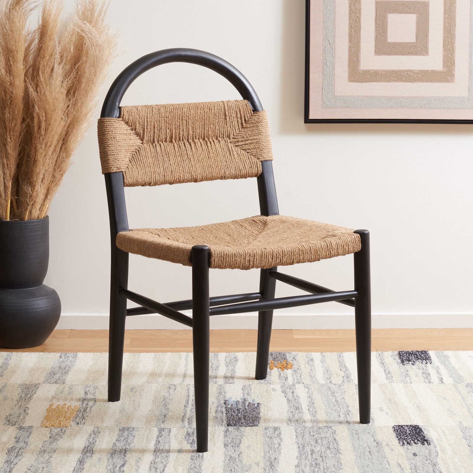 Kashmir Solid Wood Side Chair, Black