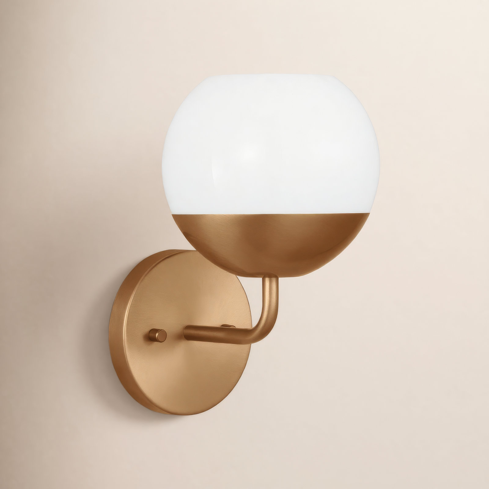 Avoca Single Light Dimmable Armed Sconce, Satin Brass