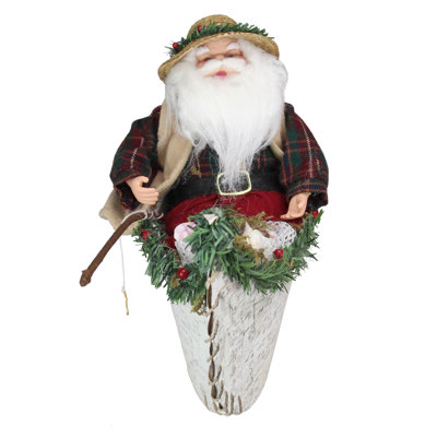 Décoration de table de Noël 18,5 po rouge et blanc Père Noël dans un canot