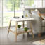  Table basse Parker - Structure en bois massif, plateau blanc cassé & amp; Tablette de rangement inférieure