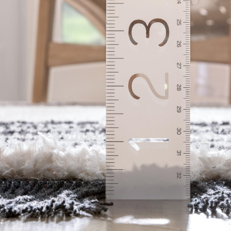 Ivory and Black Rectangular Synthetic Area Rug 5'3" x 7'3"