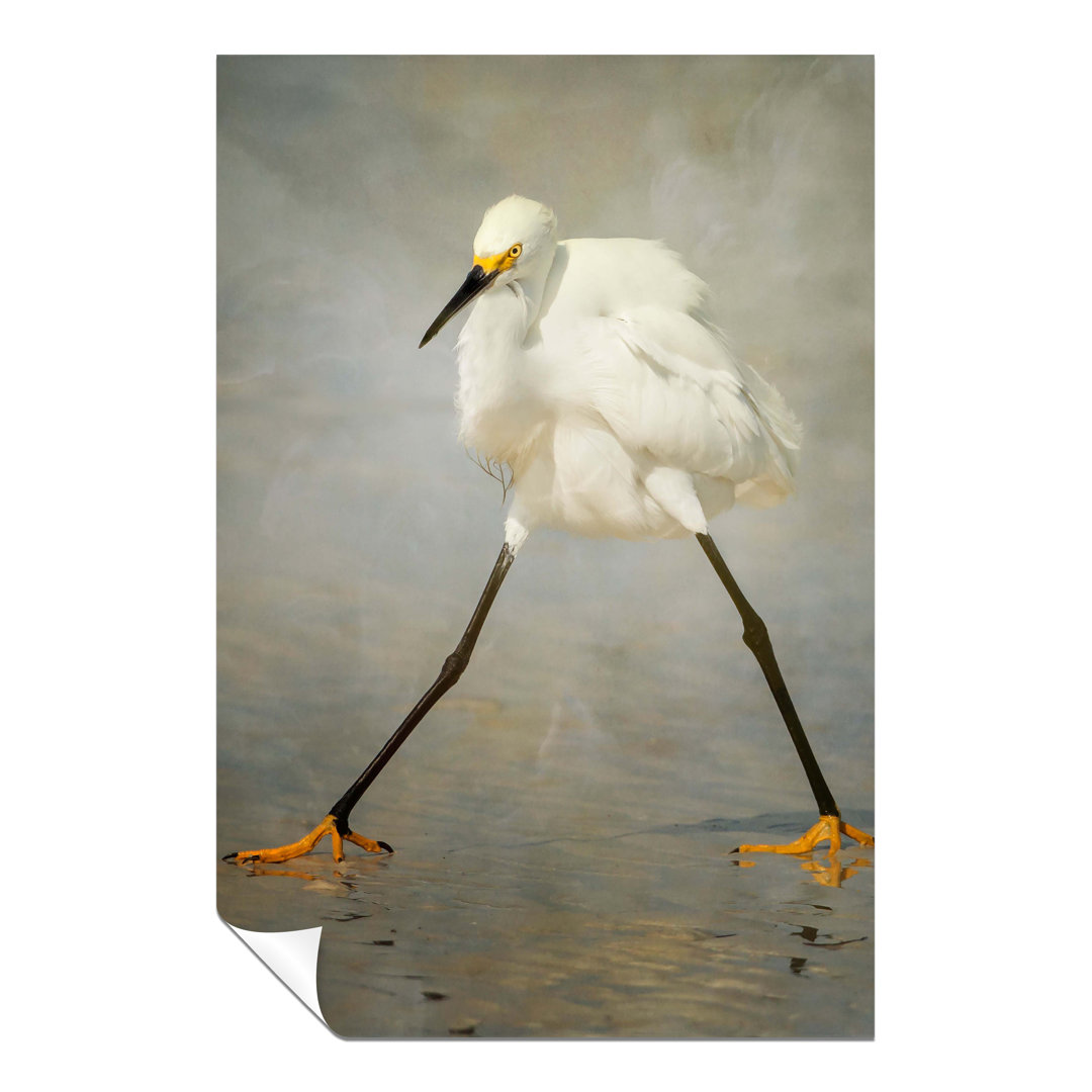 Rosalind Wheeler Fine Art Prints White Egret Bird On Water Artistic Unframed Poster, Pictures For Home Walls, Bedroom, Living Room & Bathroom Decor
