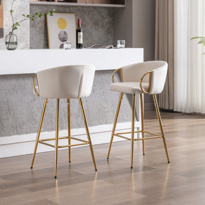 Ensemble de 2 tabourets de bar L 19,69 po x l 20,08 po x H 35,83 po beige