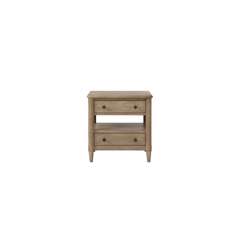 Table de chevet ouverte finition sable avec 2 tiroirs