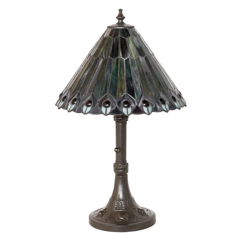 19" High Tiffany Jeweled Peacock Accent Lamp