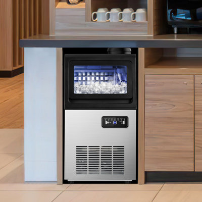 100 lb. Daily Production Stainless Steel Ice Maker  Undercounter or Freestanding Design with Ice Scoop & Water Filter | Fridge.com