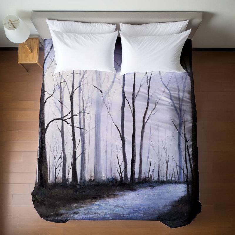 Housse de couette moderne gris - forêt désertique | Décoration de chambre à coucher
