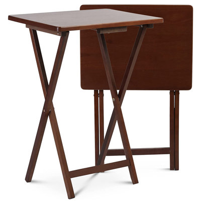 Tables-plateaux pliables en bois PJ avec support de rangement compact