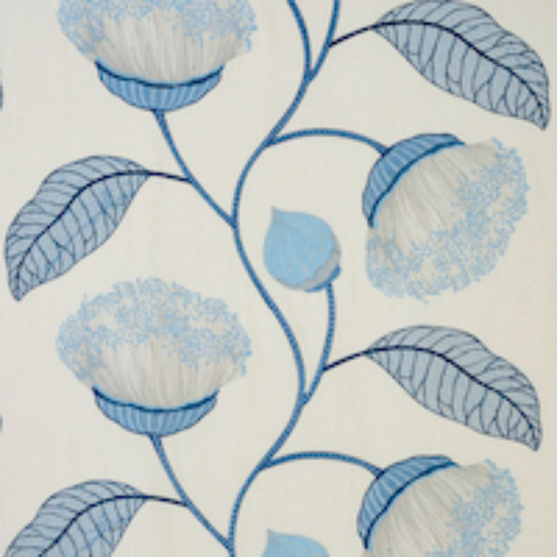 Celinda Embroidery Fabric, Blue/ Medium Blue/ White